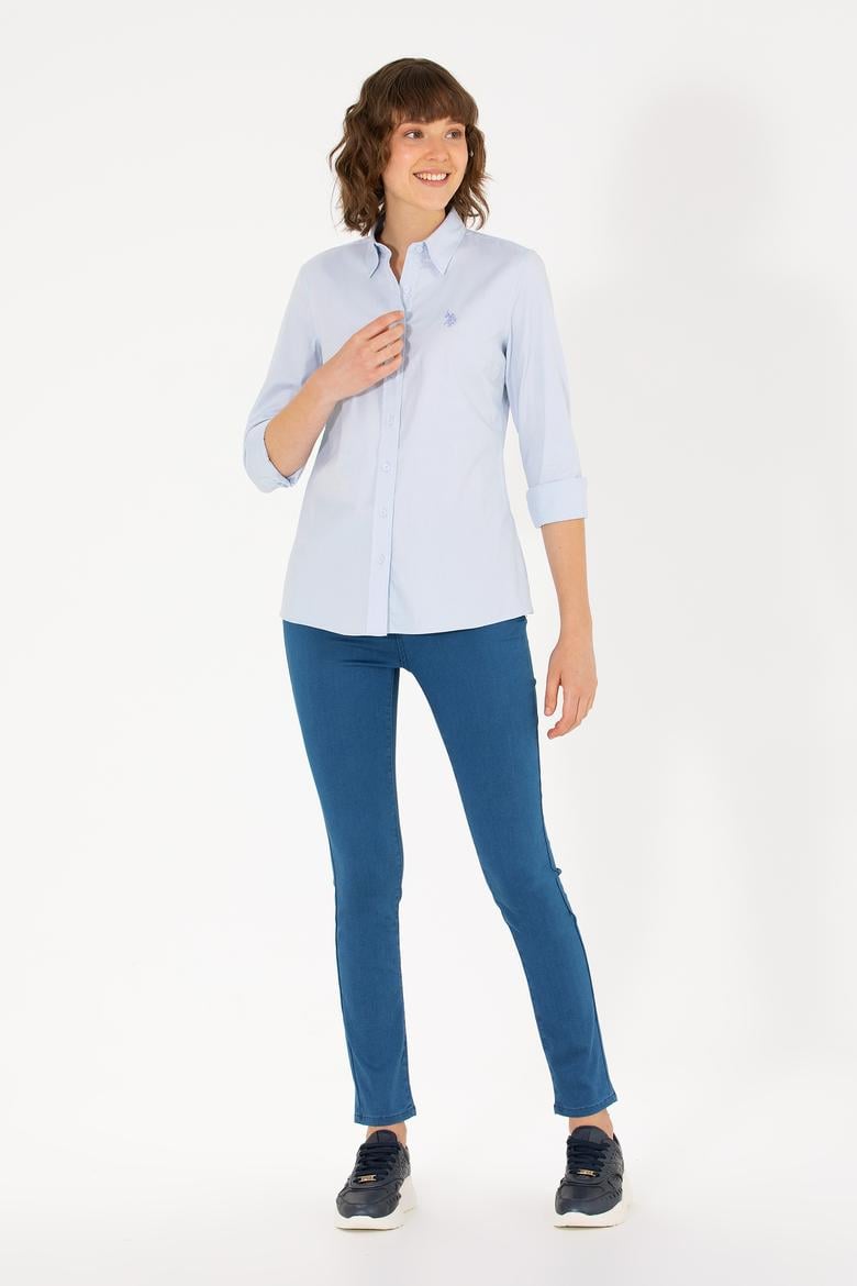 Kadın Açık Mavi Uzun Kollu Basic Gömlek - 50262851014