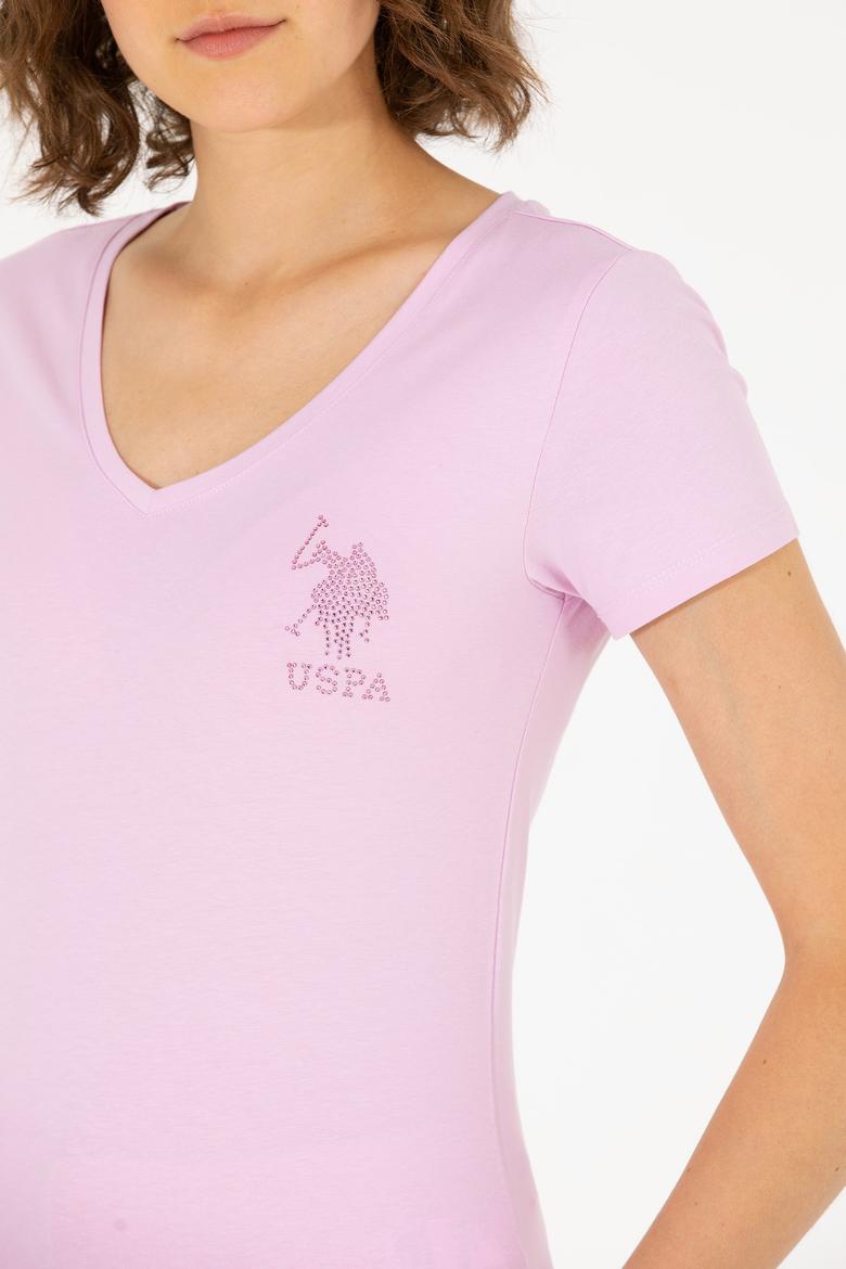 Kadın Manolya V Yaka Basic Tişört - 50263976034