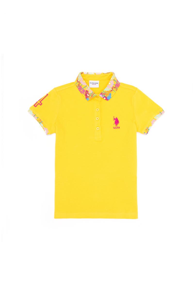 Kız Çocuk Sarı Basic Polo Yaka Tişört