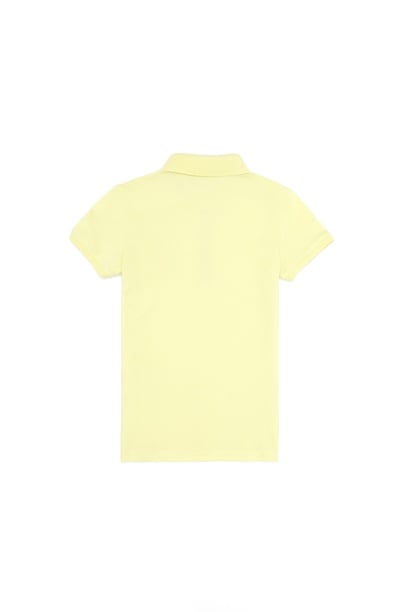 Kız Çocuk Açık Sarı Basic Polo Yaka Tişört