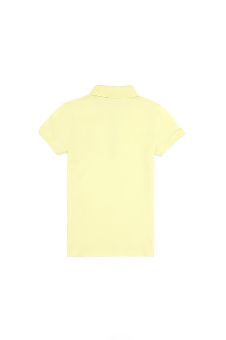 Kız Çocuk Açık Sarı Basic Polo Yaka Tişört - 50265668152