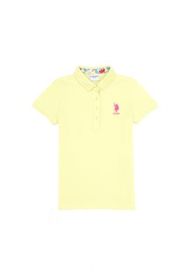 Kız Çocuk Açık Sarı Basic Polo Yaka Tişört - 50265668152