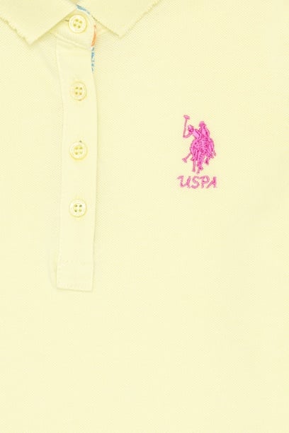 Kız Çocuk Açık Sarı Basic Polo Yaka Tişört