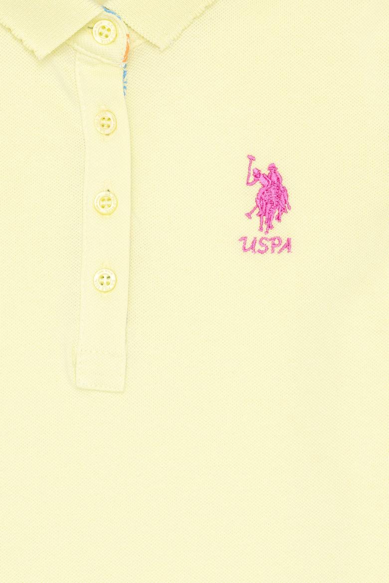 Kız Çocuk Açık Sarı Basic Polo Yaka Tişört - 50265668152