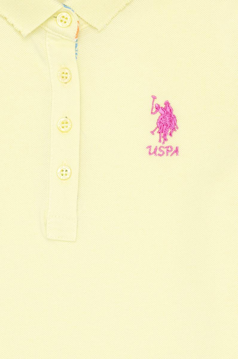 Kız Çocuk Açık Sarı Basic Polo Yaka Tişört