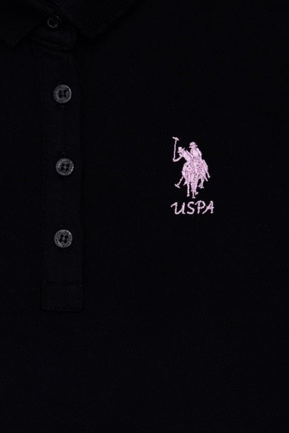 Kız Çocuk Siyah Basic Polo Yaka Tişört