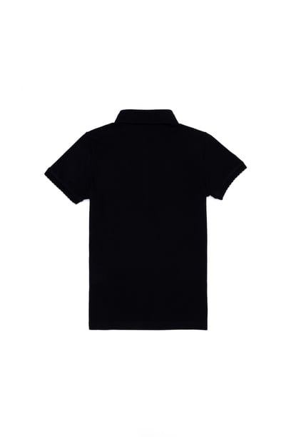 Kız Çocuk Siyah Basic Polo Yaka Tişört