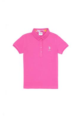 Kız Çocuk Pembe Basic Polo Yaka Tişört - 50265668174