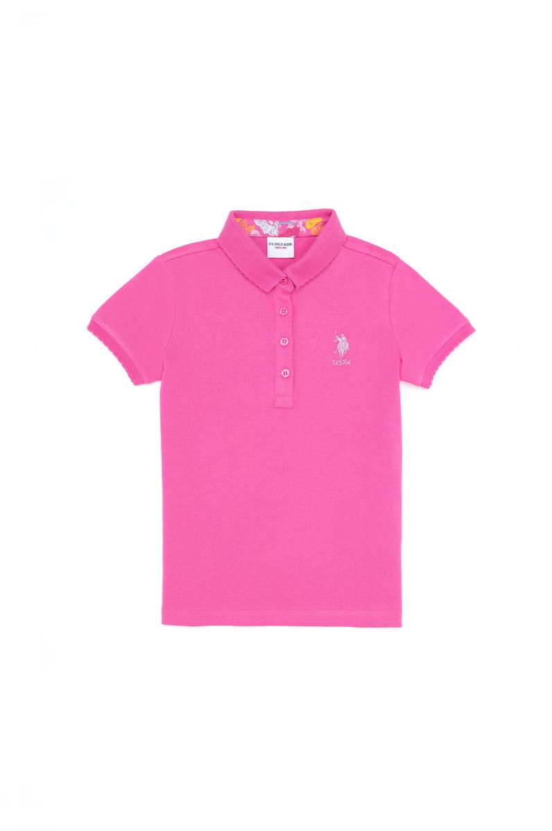 Kız Çocuk Pembe Basic Polo Yaka Tişört