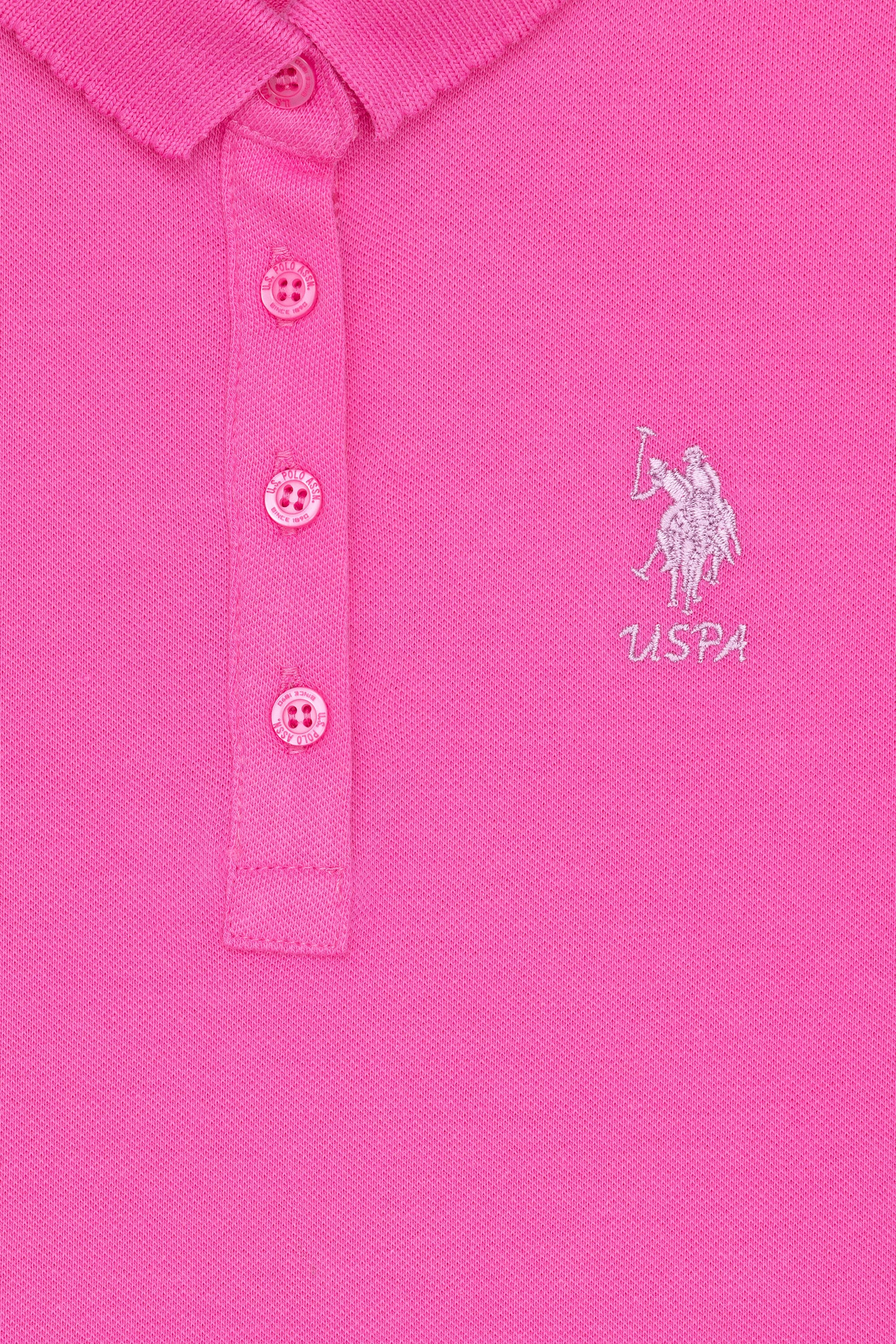 Kız Çocuk Pembe Basic Polo Yaka Tişört - Image 3