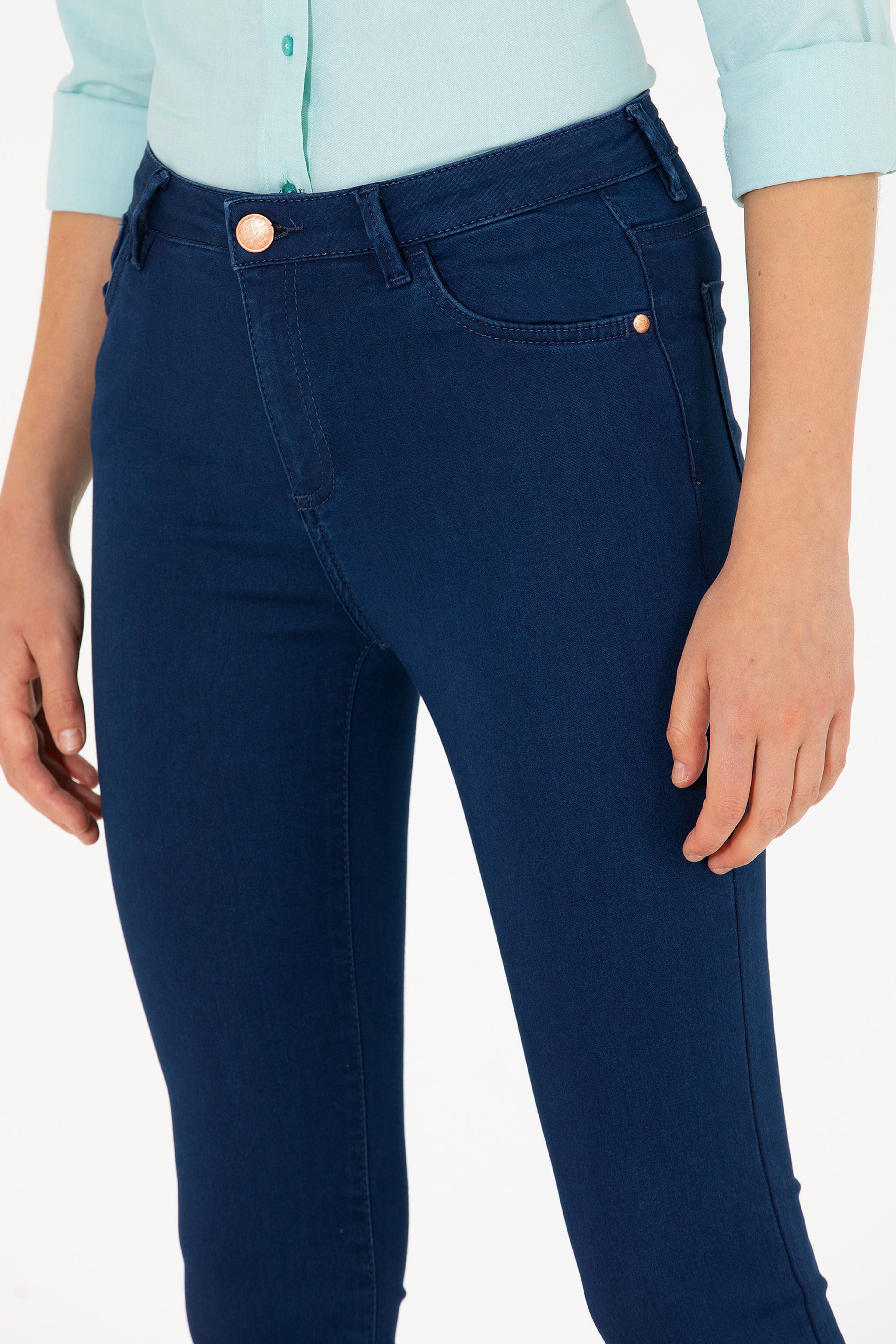 Kadın Açık Mavi Toothpick Fit Jean Pantolon - Image 6