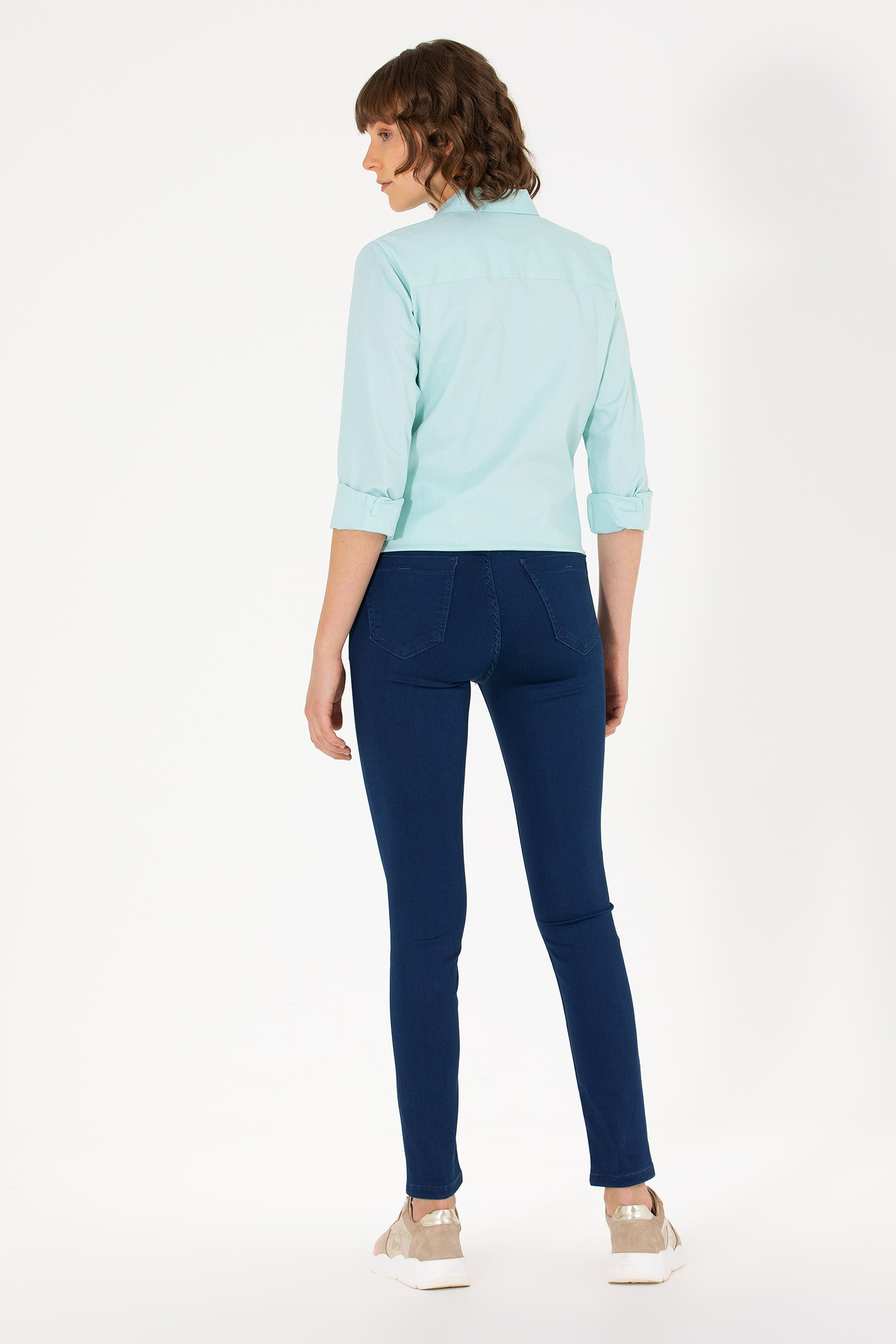 Kadın Açık Mavi Toothpick Fit Jean Pantolon - Image 4