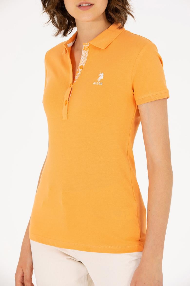 Kadın Turuncu Basic Polo Yaka Tişört - 50266513017