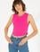 Kadın Fuşya Bisiklet Yaka Crop Basic Tişört