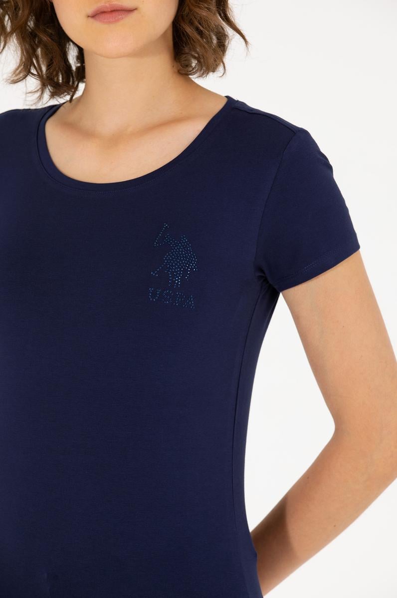 Kadın Lacivert Bisiklet Yaka Basic Tişört