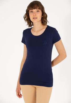 Kadın Lacivert Bisiklet Yaka Basic Tişört - 50270493013