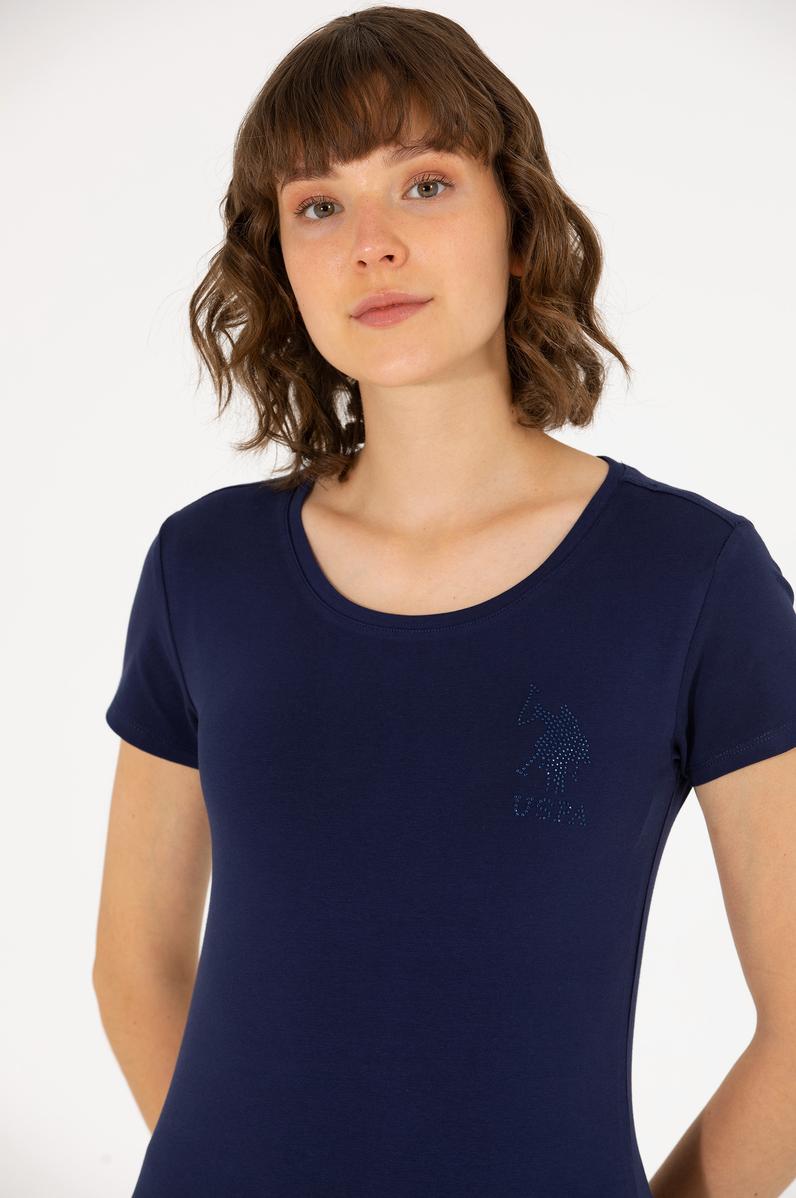 Kadın Lacivert Bisiklet Yaka Basic Tişört