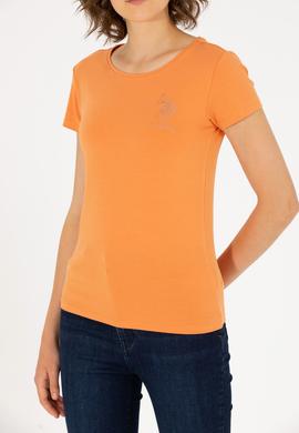 Kadın Kiremit Bisiklet Yaka Basic Tişört - 50270493038