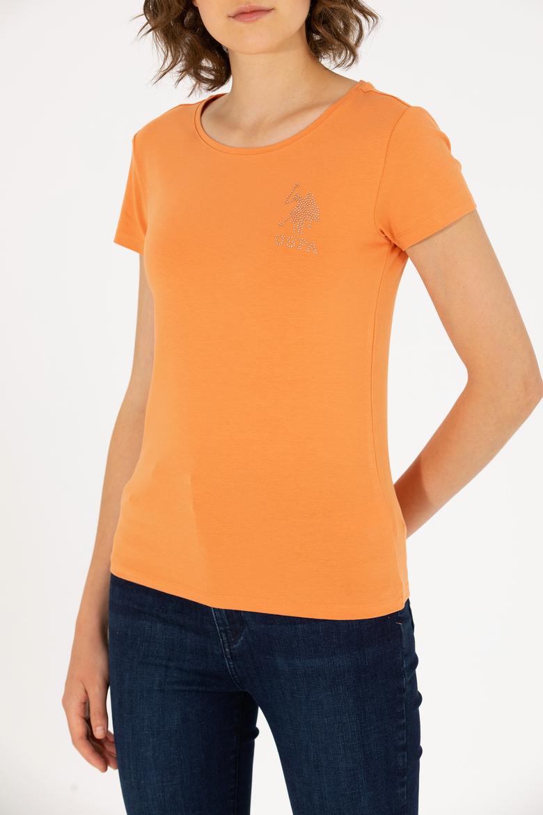 Kadın Kiremit Bisiklet Yaka Basic Tişört - 50270493038