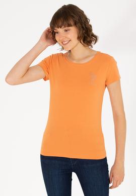 Kadın Kiremit Bisiklet Yaka Basic Tişört - 50270493038