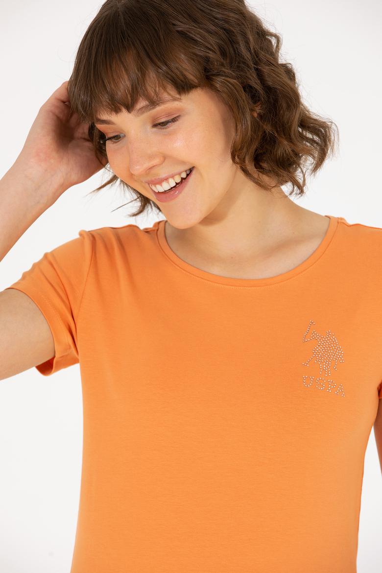 Kadın Kiremit Bisiklet Yaka Basic Tişört - 50270493038