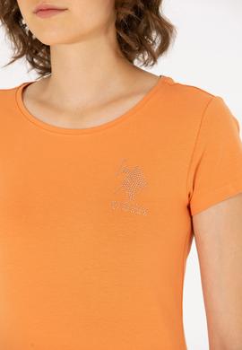 Kadın Kiremit Bisiklet Yaka Basic Tişört - 50270493038