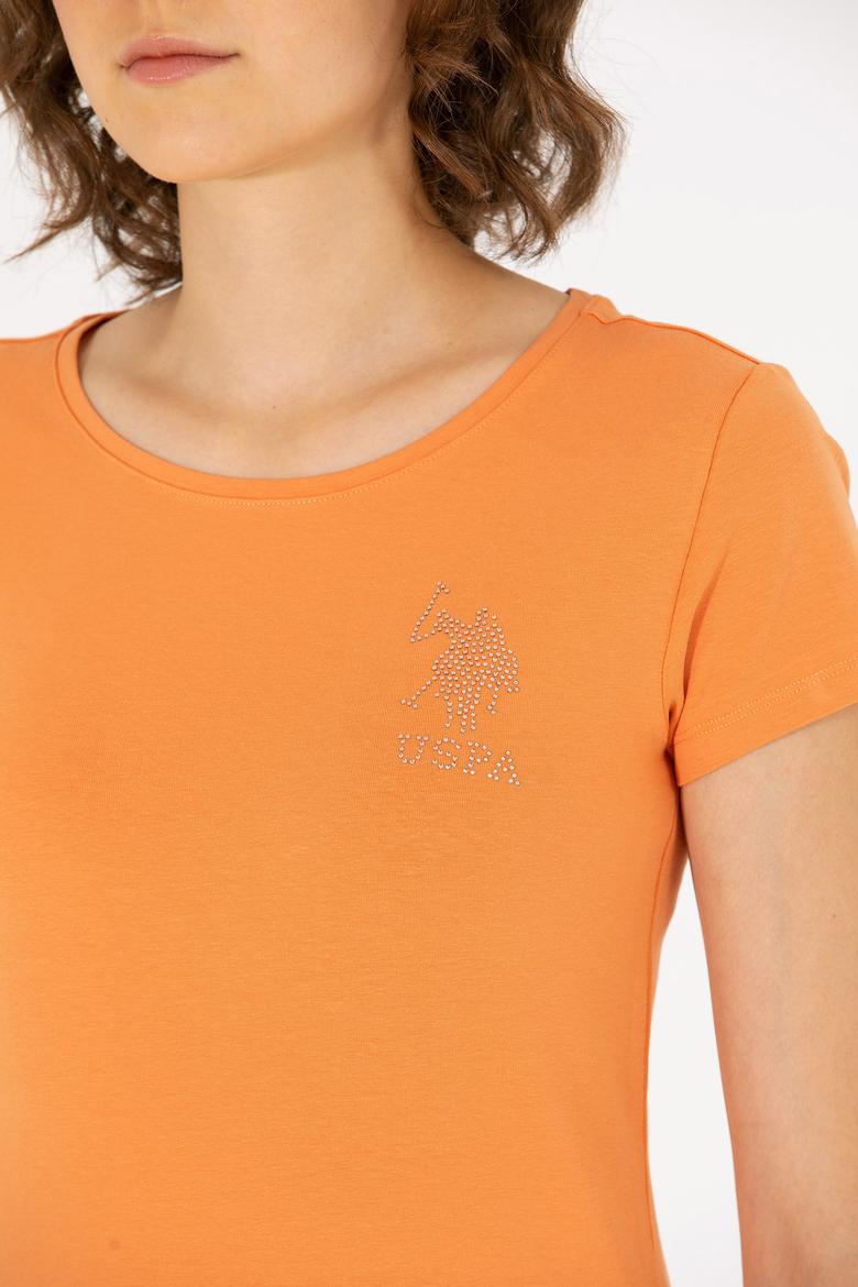 Kadın Kiremit Bisiklet Yaka Basic Tişört - 50270493038