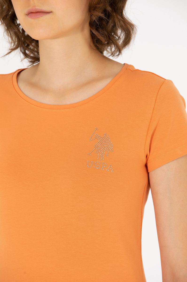 Kadın Kiremit Bisiklet Yaka Basic Tişört