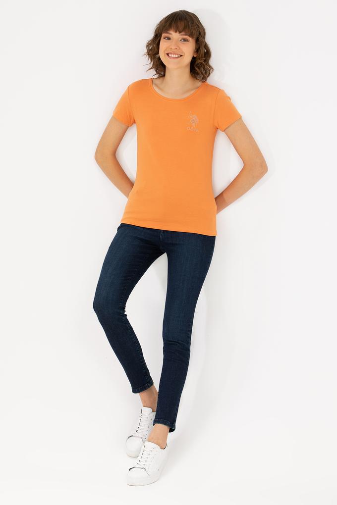 Kadın Kiremit Bisiklet Yaka Basic Tişört