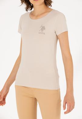 Kadın Taş Bisiklet Yaka Basic Tişört - 50270493048