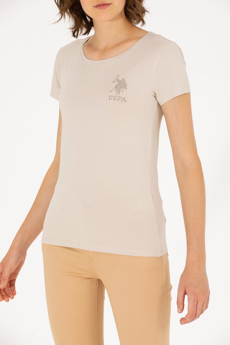 Kadın Taş Bisiklet Yaka Basic Tişört - 50270493048