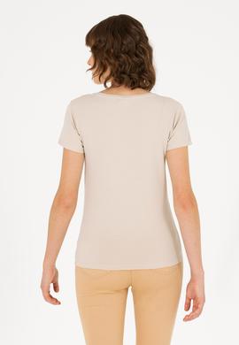 Kadın Taş Bisiklet Yaka Basic Tişört - 50270493048