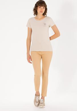 Kadın Taş Bisiklet Yaka Basic Tişört - 50270493048