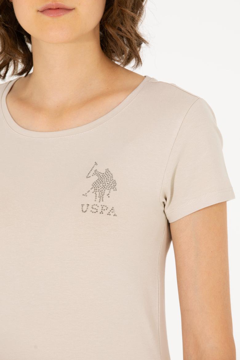 Kadın Taş Bisiklet Yaka Basic Tişört - 50270493048