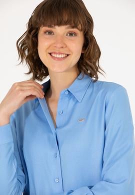 Kadın Mavi Uzun Kollu Gömlek - 50270979005