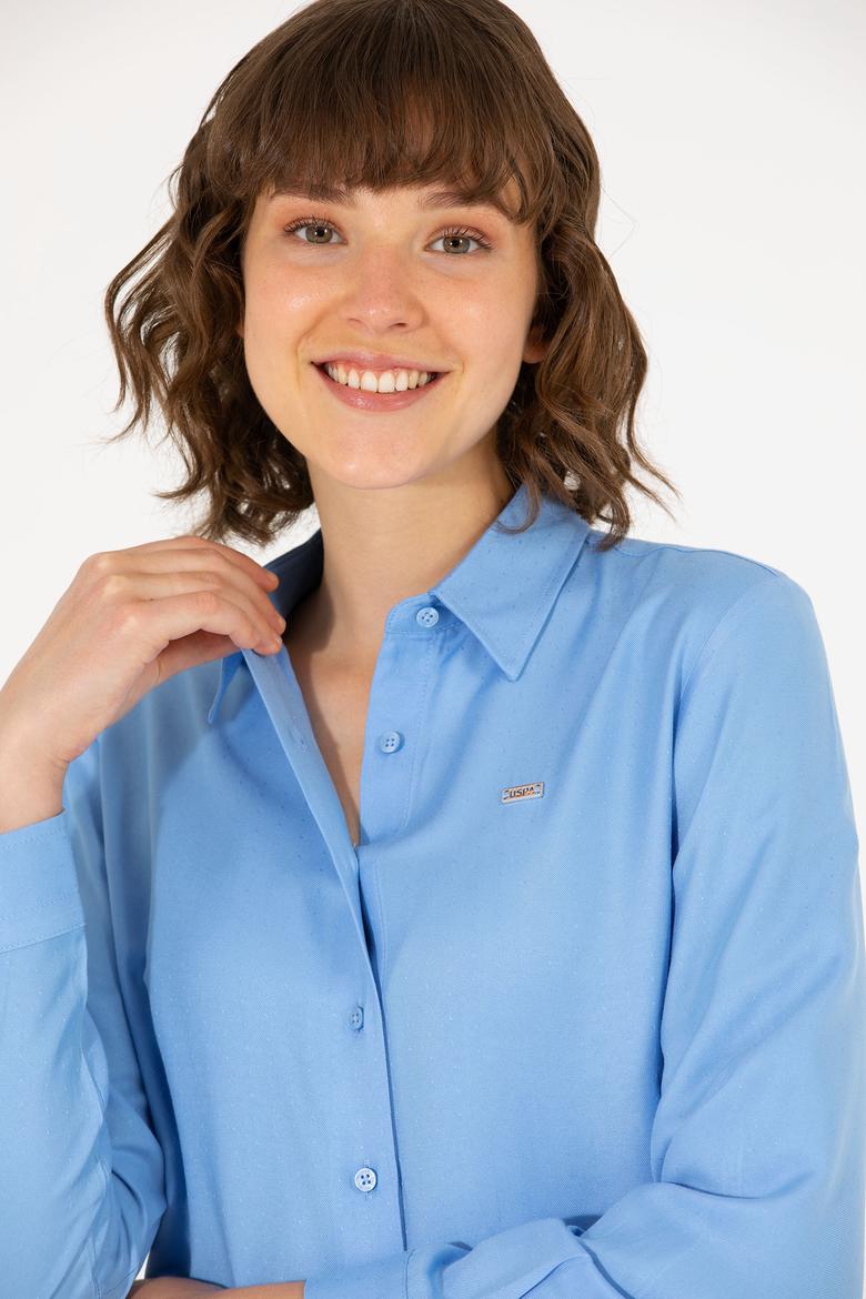 Kadın Mavi Uzun Kollu Gömlek - 50270979005