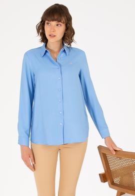 Kadın Mavi Uzun Kollu Gömlek - 50270979005