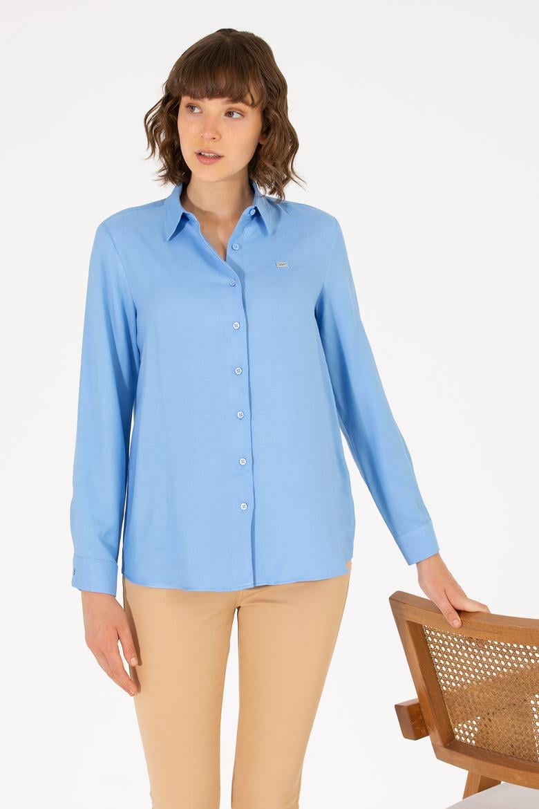 Kadın Mavi Uzun Kollu Gömlek - 50270979005