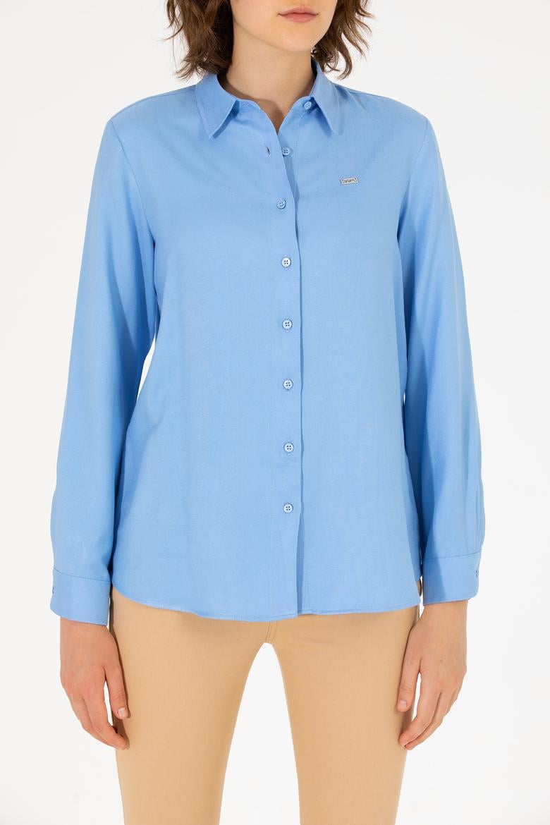 Kadın Mavi Uzun Kollu Gömlek - 50270979005