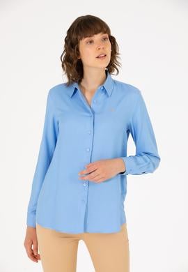 Kadın Mavi Uzun Kollu Gömlek - 50270979005