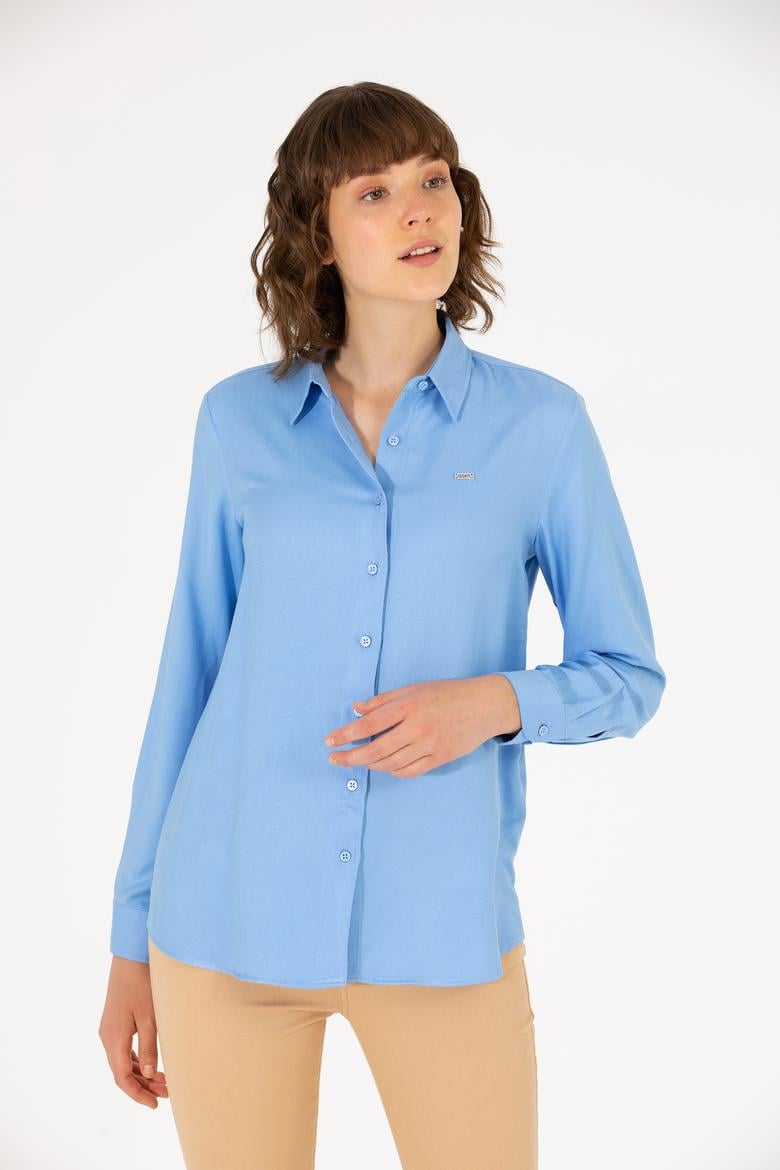 Kadın Mavi Uzun Kollu Gömlek - 50270979005
