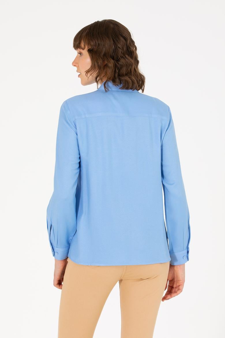 Kadın Mavi Uzun Kollu Gömlek - 50270979005