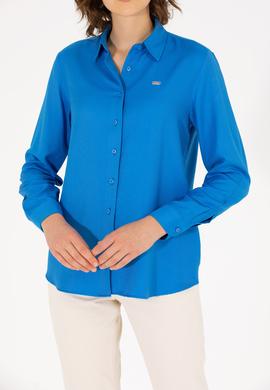 Kadın Saks Uzun Kollu Gömlek - 50270979020