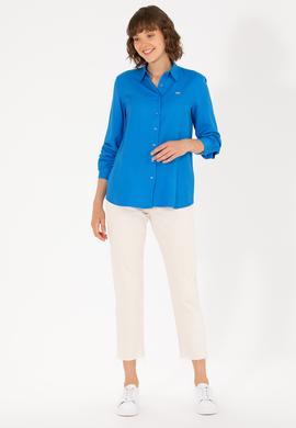 Kadın Saks Uzun Kollu Gömlek - 50270979020
