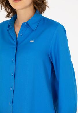 Kadın Saks Uzun Kollu Gömlek - 50270979020