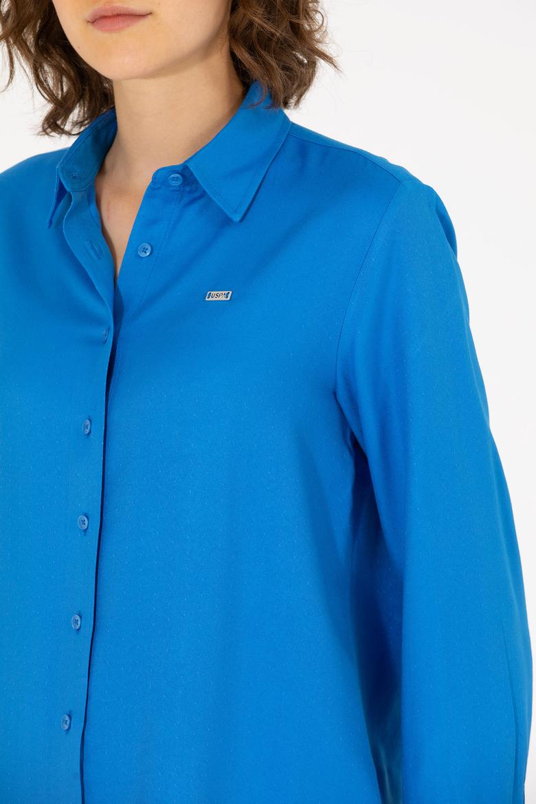 Kadın Saks Uzun Kollu Gömlek - 50270979020