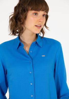 Kadın Saks Uzun Kollu Gömlek - 50270979020