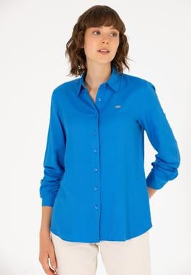 Kadın Saks Uzun Kollu Gömlek - 50270979020