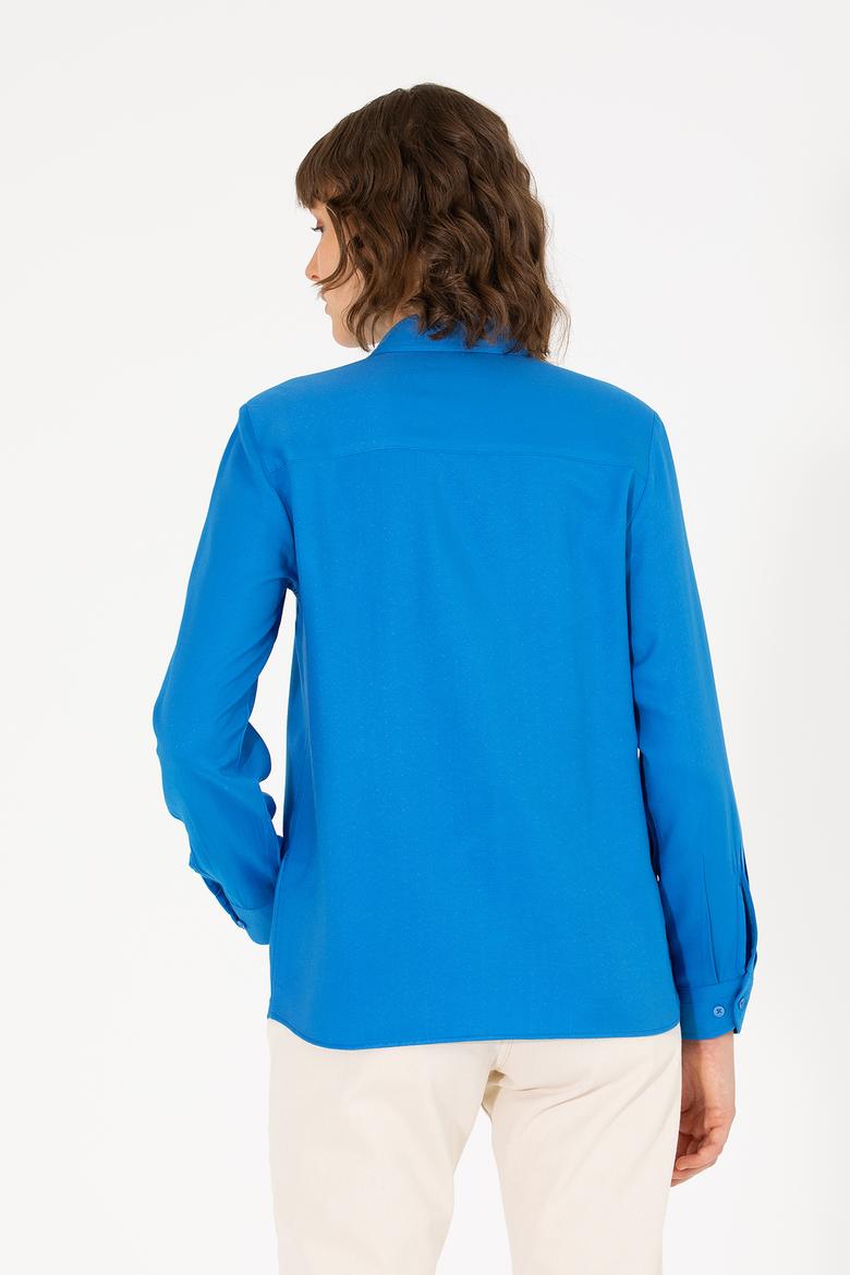 Kadın Saks Uzun Kollu Gömlek - 50270979020