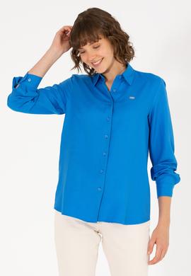 Kadın Saks Uzun Kollu Gömlek - 50270979020